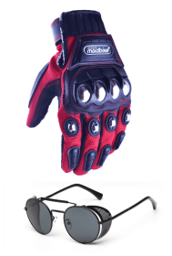Motorcycle Gloves and Glasses Set (Option: Gules-M)