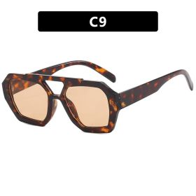 Ins Big Frame Leopard Sunglasses Summer Sunshade Beach Vacation Glasses (Option: C9)