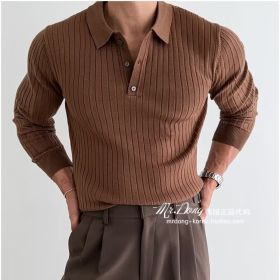 Solid Color Inner Wear Knitted Bottoming Shirt Top (Option: Dark Brown-3XL)